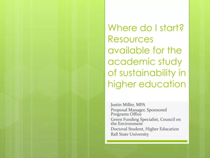 where do i start resources available for the academic study of sustainability in higher education