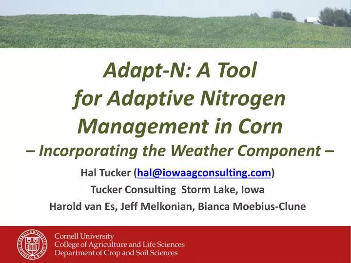 adapt n a tool for adaptive nitrogen management in corn incorporating the weather component