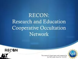 RECON: Research and Education Cooperative Occultation Network