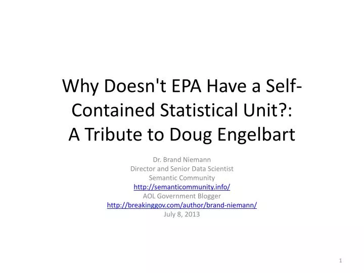 why doesn t epa have a self contained statistical unit a tribute to doug engelbart