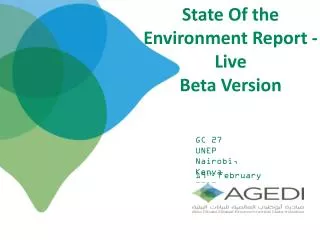 State Of the Environment Report - Live Beta Version