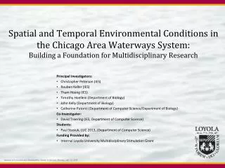 Spatial and Temporal Environmental Conditions in the Chicago Area Waterways System: Building a Foundation for Multidisc