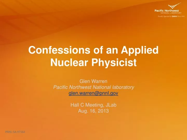 confessions of an applied nuclear physicist