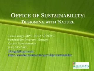 Office of Sustainability: Designing with Nature