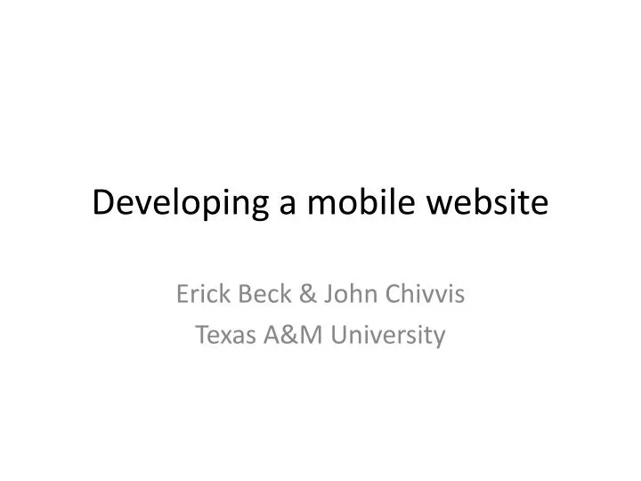 developing a mobile website