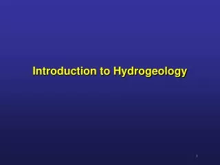 Introduction to Hydrogeology