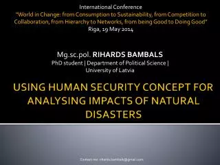 Using human security concept for analysing impacts of natural disasters