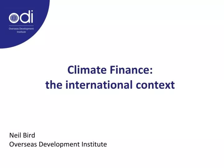 climate finance the international context