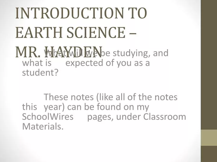 introduction to earth science mr hayden