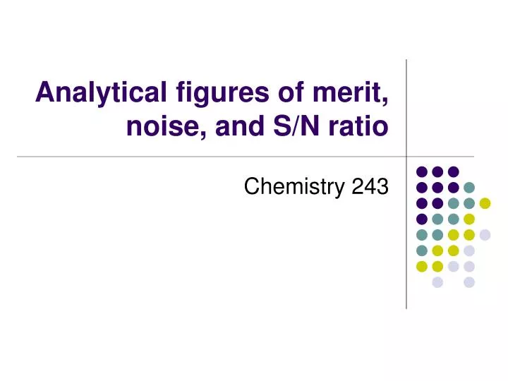 analytical figures of merit noise and s n ratio