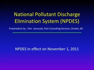 National Pollutant Discharge Elimination System (NPDES)