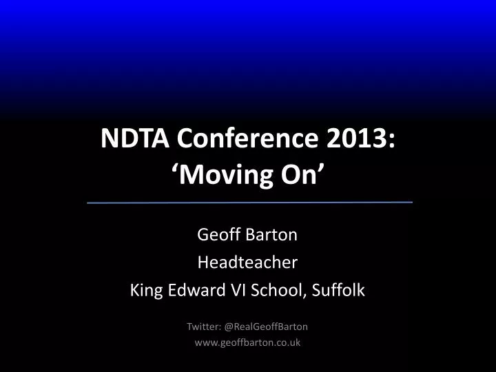 ndta conference 2013 moving on
