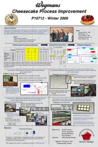 Cheesecake Process Improvement P10712 - Winter 2009