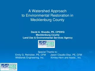 A Watershed Approach to Environmental Restoration in Mecklenburg County