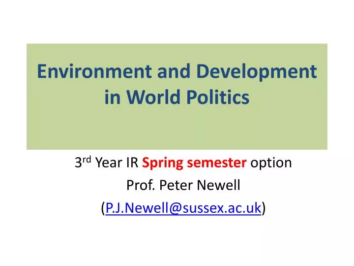 environment and development in world politics