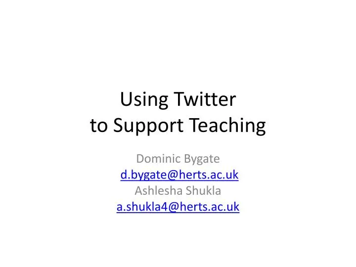 using twitter to support teaching
