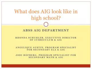What does AIG look like in high school?