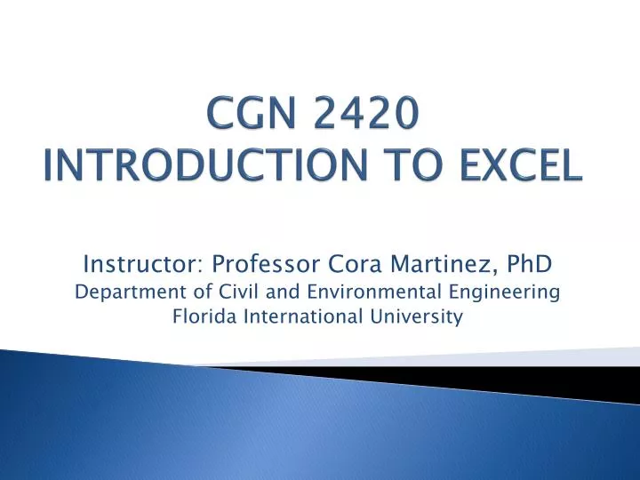 cgn 2420 introduction to excel