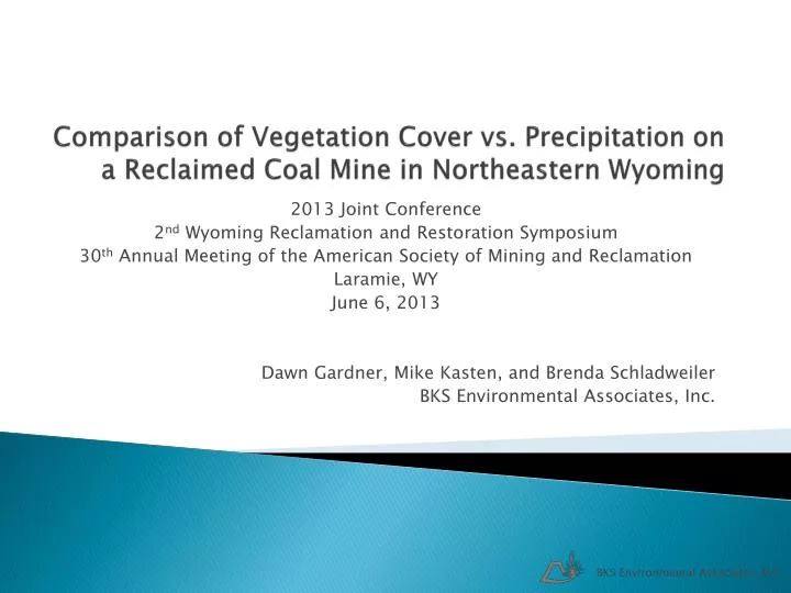 comparison of vegetation cover vs precipitation on a reclaimed coal mine in northeastern wyoming