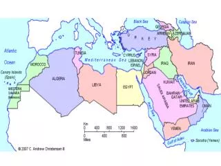 This map shows North Africa and the Middle East . Which countries are you familiar with and why? Why might these countr