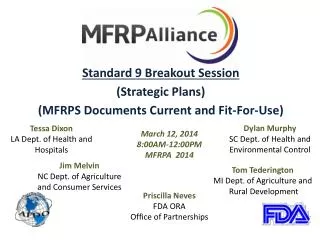 Standard 9 Breakout Session (Strategic Plans) (MFRPS Documents Current and Fit-For-Use)