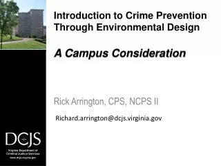 Introduction to Crime Prevention Through Environmental Design A Campus Consideration