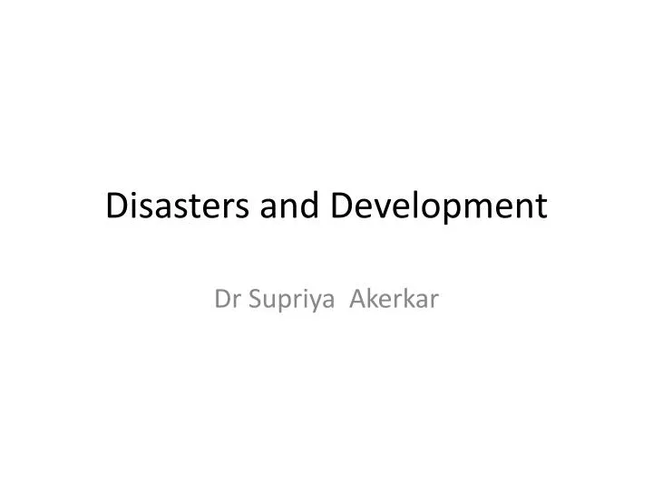 disasters and development