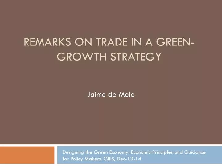 remarks on trade in a green growth strategy