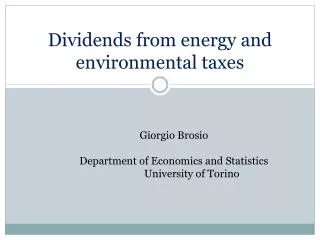 Dividends from energy and environmental taxes