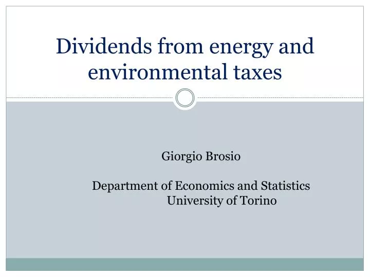dividends from energy and environmental taxes