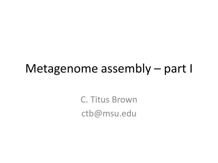 metagenome assembly part i