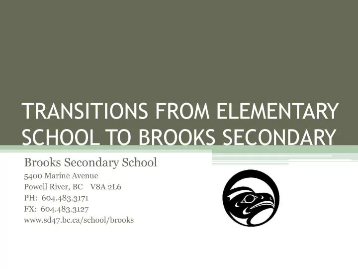 transitions from elementary school to brooks secondary