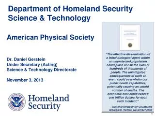 Department of Homeland Security Science &amp; Technology