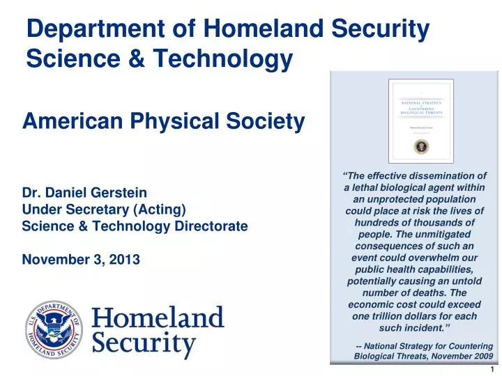 department of homeland security science technology