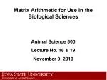 Matrix Arithmetic in Biological Sciences: A Comprehensive Lecture Overview - slide 1
