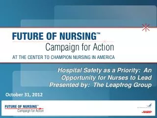 Hospital Safety as a Priority: An Opportunity for Nurses to Lead Presented by: The Leapfrog Group
