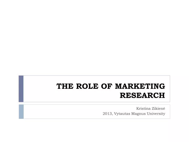 the role of marketing research