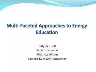 Multi-Faceted Approaches to Energy Education