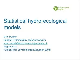 Statistical hydro-ecological models