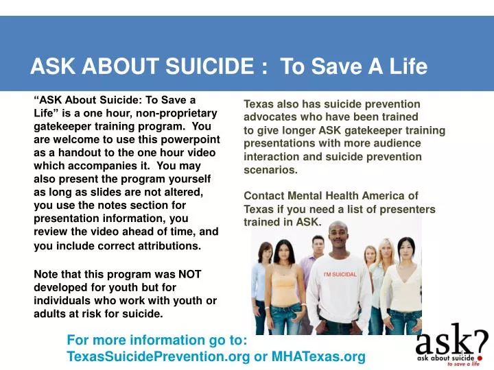 ask about suicide to save a life