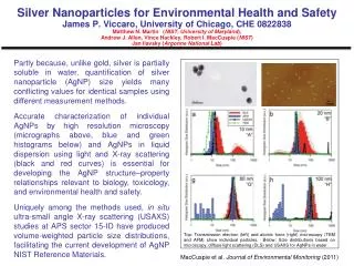 Silver Nanoparticles for Environmental Health and Safety