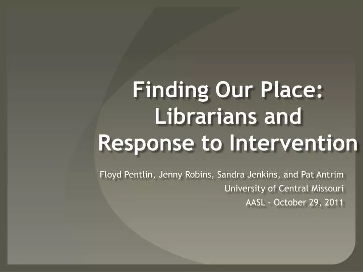 finding our place librarians and response to intervention