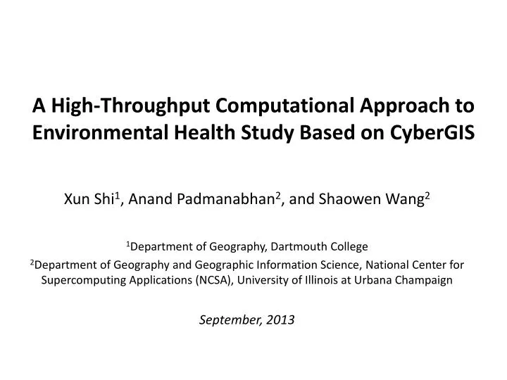 a high throughput computational approach to environmental health study based on cybergis