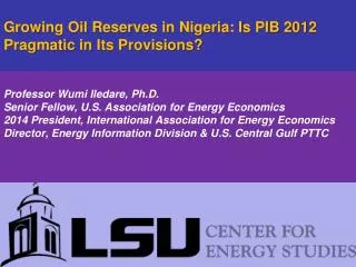 Growing Oil Reserves in Nigeria: Is PIB 2012 Pragmatic in Its Provisions?