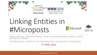 Linking Entities in # Microposts