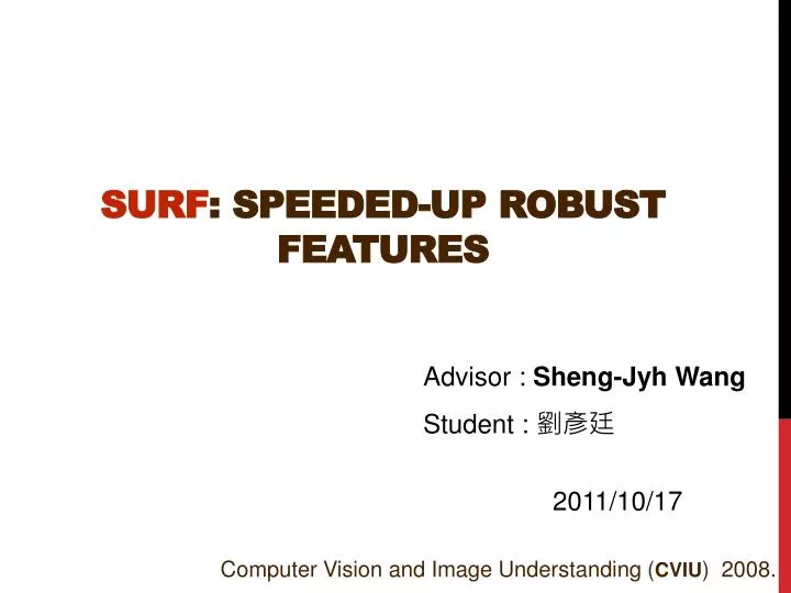 surf speeded up robust features