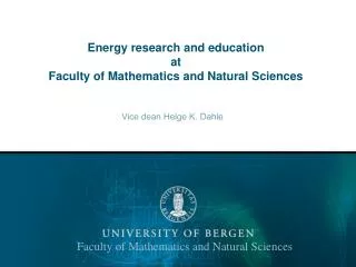 Energy research and education at Faculty of Mathematics and Natural Sciences