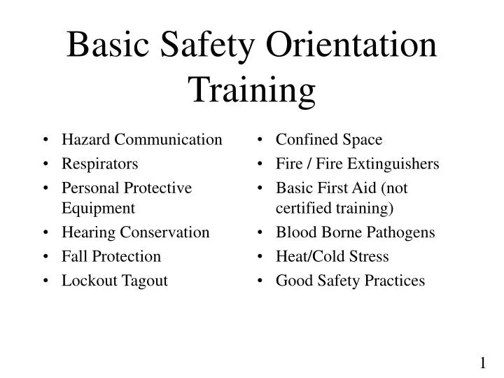 basic safety orientation training