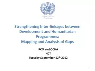 Strengthening Inter-linkages between Development and Humanitarian Programmes : Mapping and Analysis of Gaps