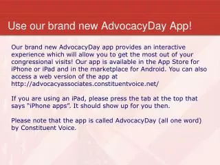 Use our brand new AdvocacyDay App!